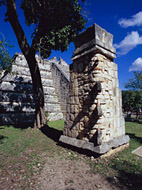 Pyramid of the High Priest East Side at Chichen Itza - chichen itza mayan ruins,chichen itza mayan temple,mayan temple pictures,mayan ruins photos